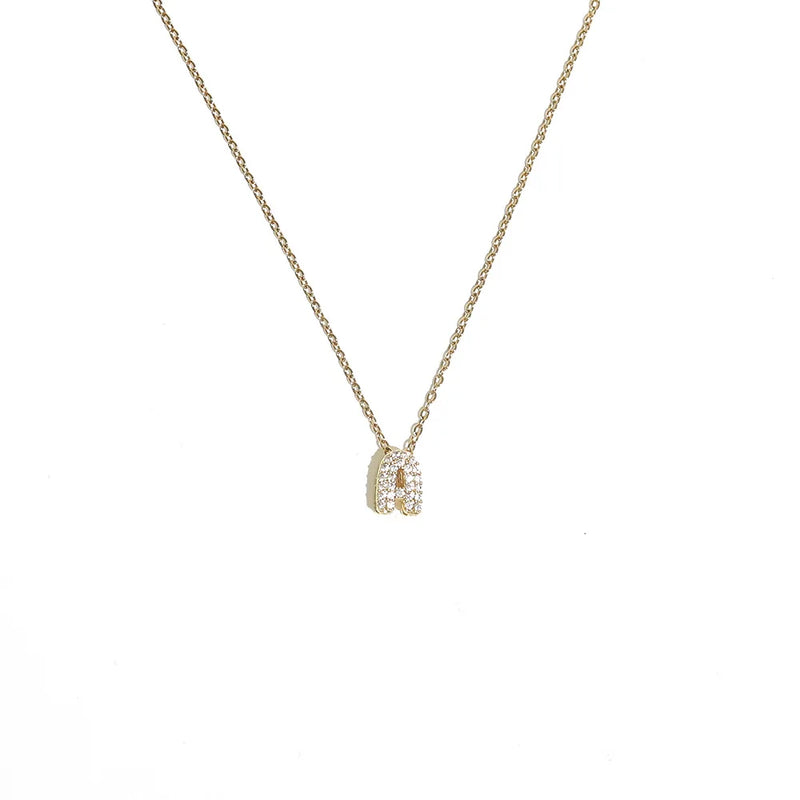 Initial Letter Pendant Necklace with Cubic Zirconia