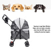 Foldable Pet Stroller with Panoramic Window & Sun Shade