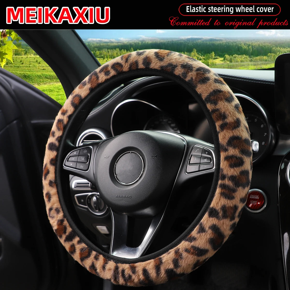 Leopard Print Faux Fur Steering Wheel Cover
