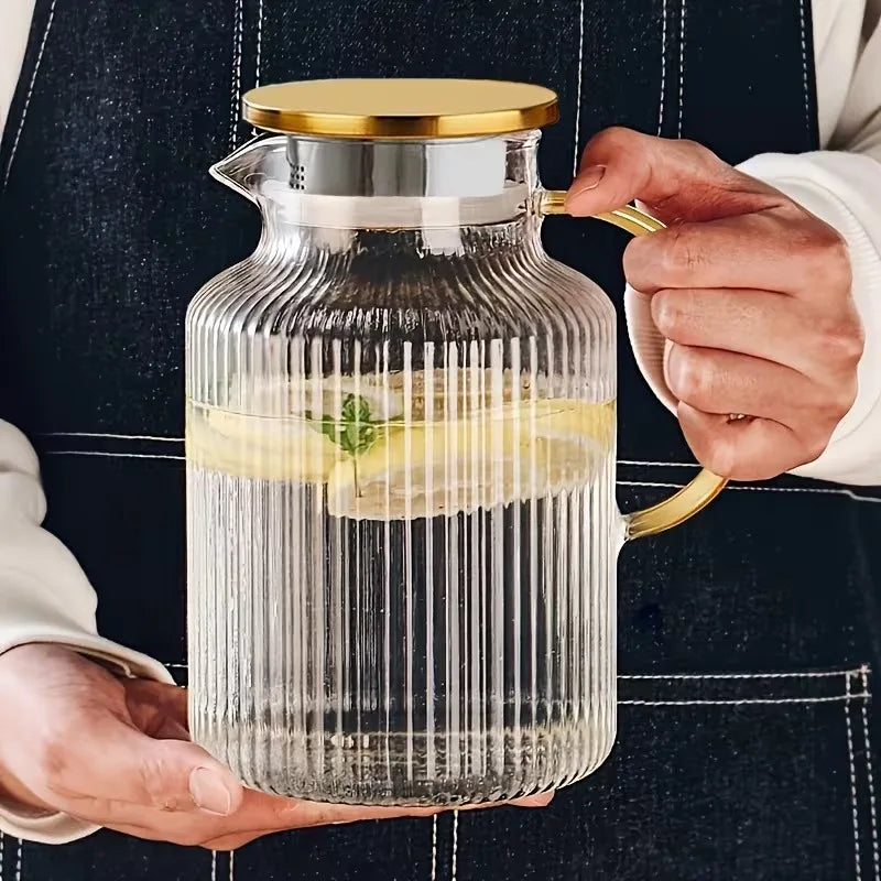 1.8L Borosilicate Glass Pitcher with Lid for Cold Drinks