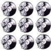 A set of ten embroidered iron-on patches featuring a skull and horror design on a black background.