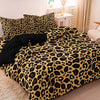 Dark Leopard Print Duvet Cover Set with Two Pillowcases