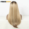 Straight Lace Front Wig with Bangs - Ombre Honey Blonde