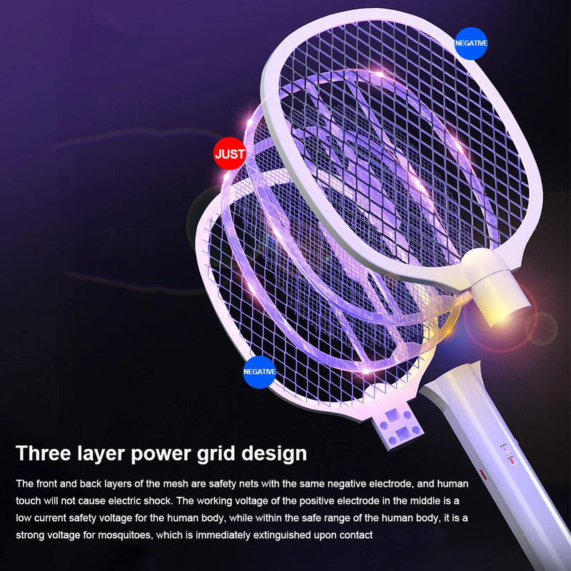 Rechargeable 2-in-1 Electric Fly Swatter & Mosquito Trap Lamp