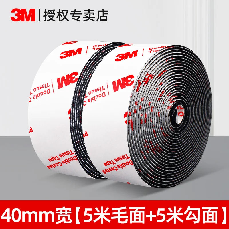 Roll of 3M heavy-duty self-adhesive hook and loop tape in white and black packaging
