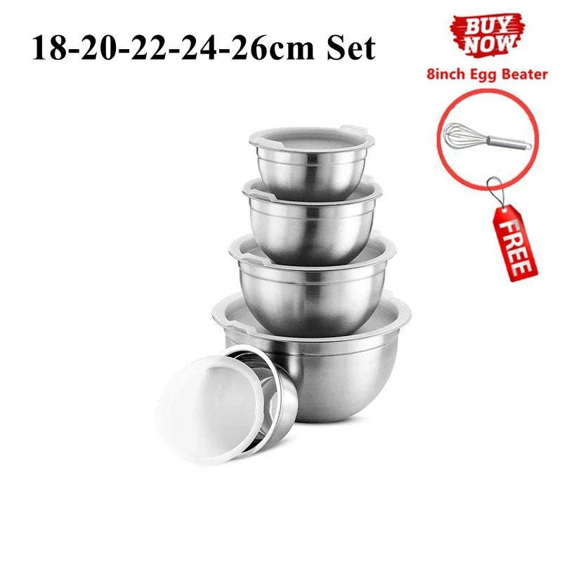 Juego de Bowls de Acero Inoxidable con Tapas Herméticas