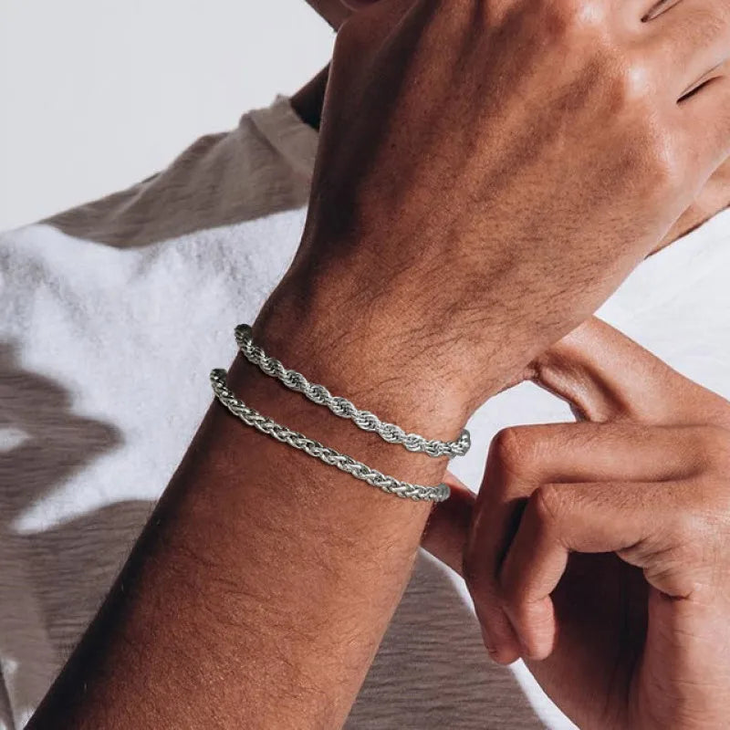Men's Stainless Steel Cuban Link Bracelet Set