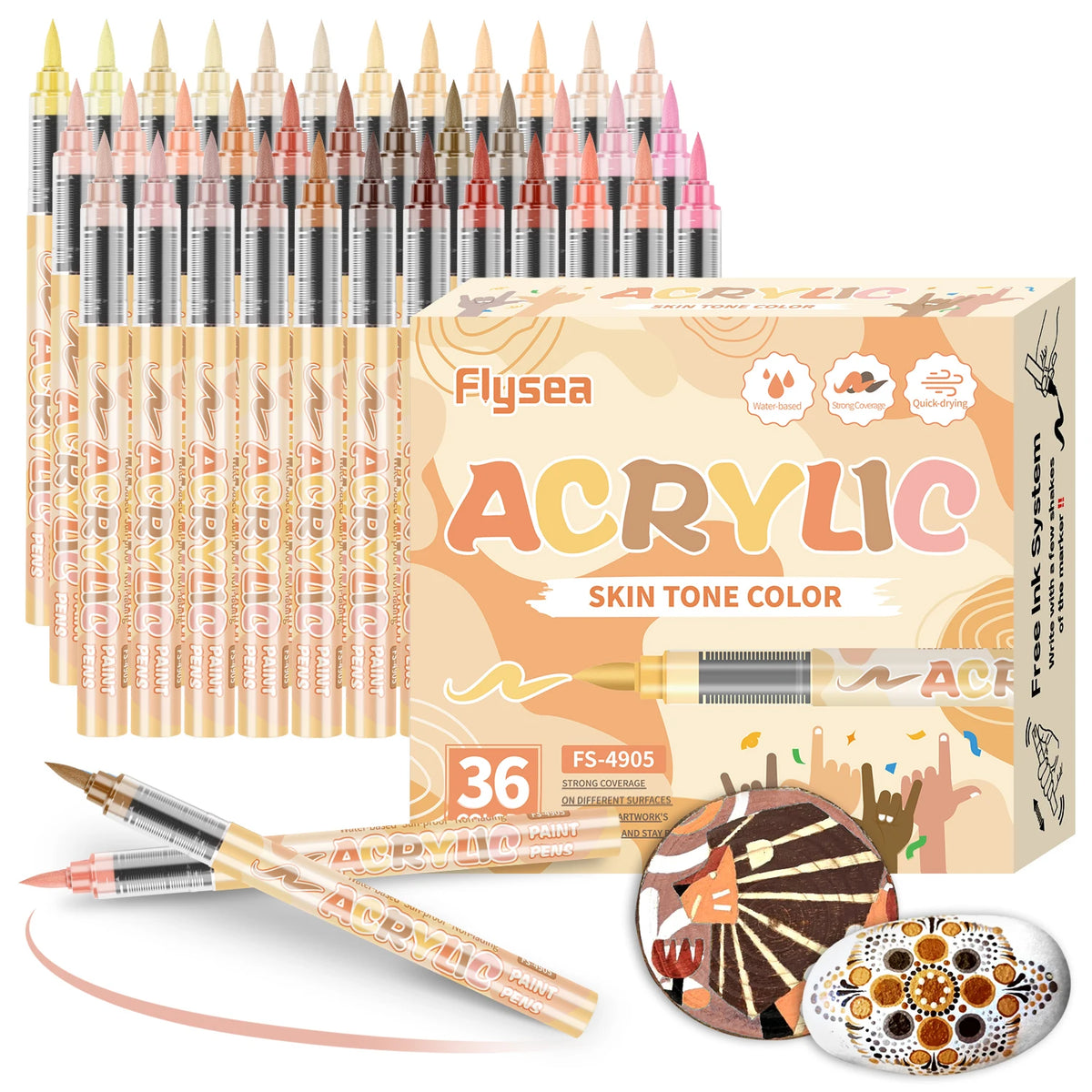 Skin Tone Acrylic Paint Markers, Soft Brush Tip for Portraits & Crafts