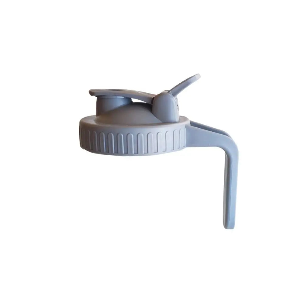 A light gray wide mouth mason jar lid with a pour spout and handle.