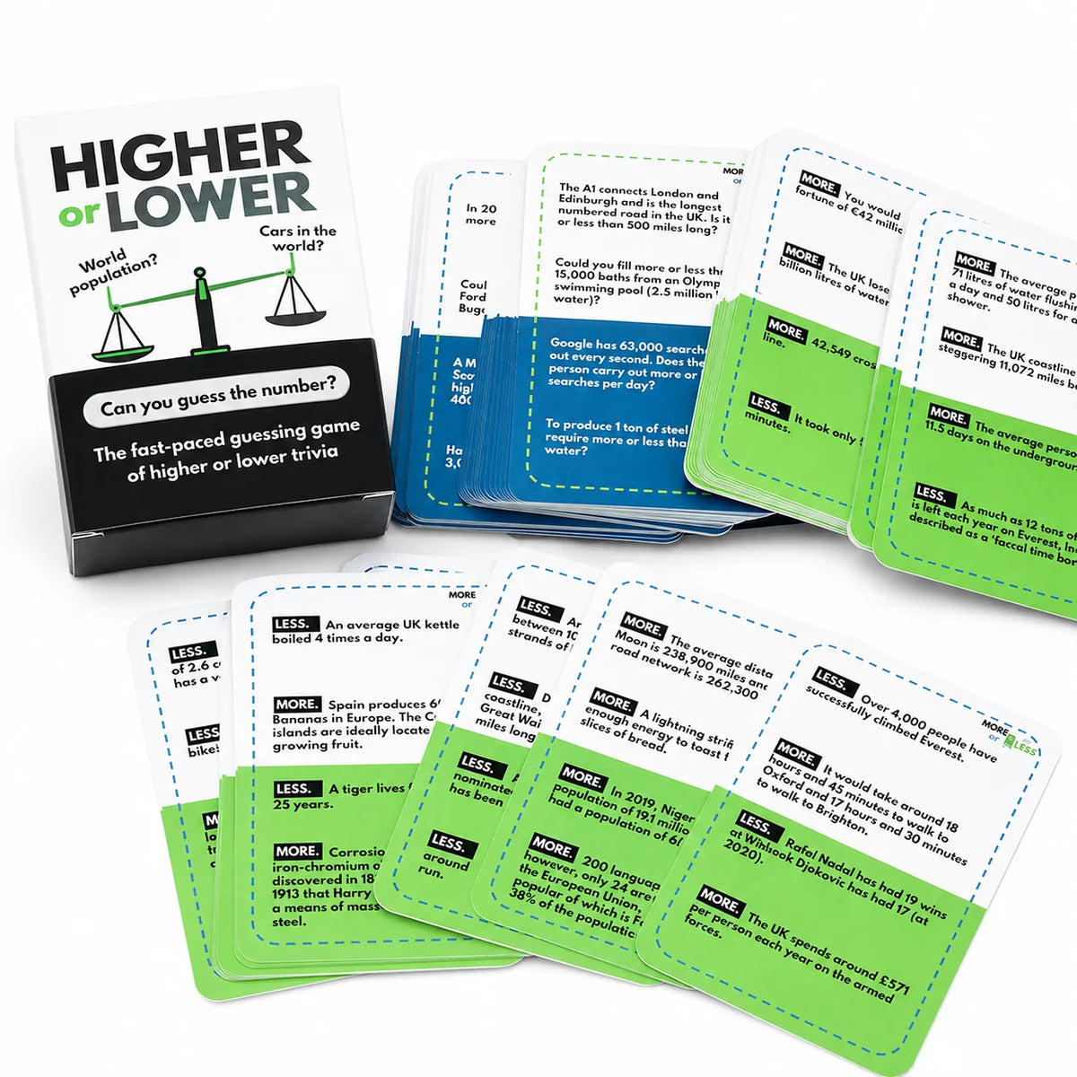 Higher or Lower Trivia Card Game - Fast-Paced Guessing Game for Groups