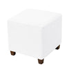 White stretch jacquard ottoman slipcover with an elastic edge