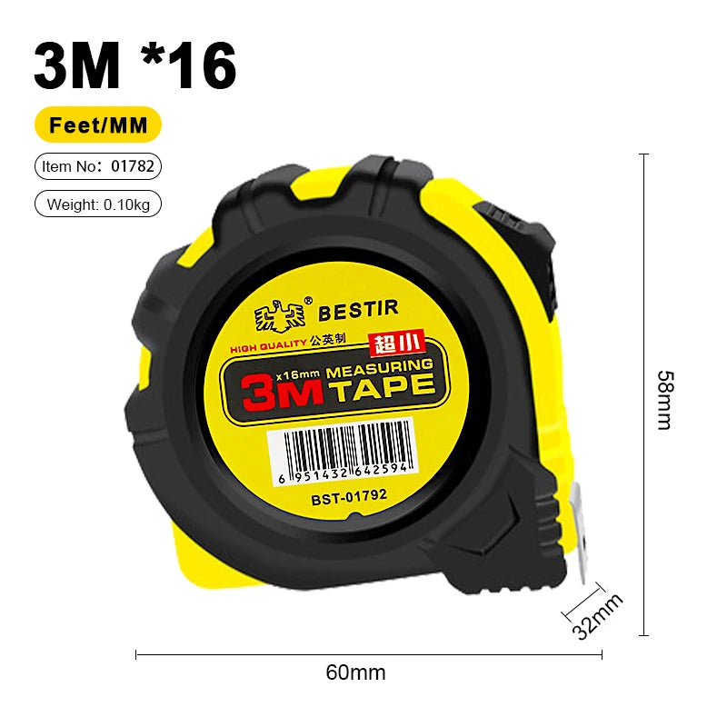 Dual-Scale Retractable Measuring Tape – Metric & Imperial, 3m/5m/7.5m