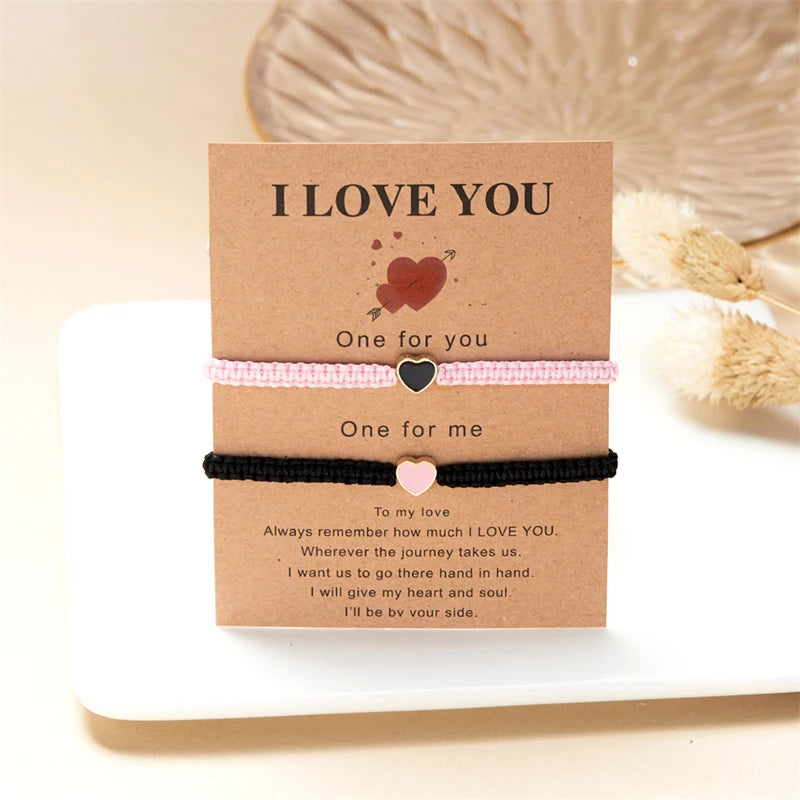 Matching Love Heart Beaded Bracelets for Couples