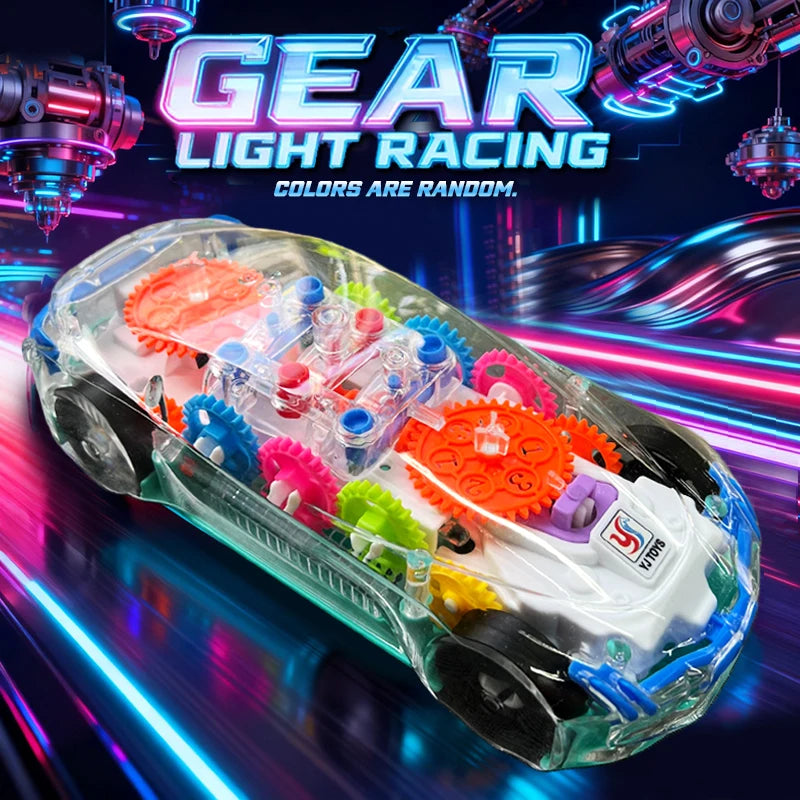 Transparent Gear Car Toy with Lights and Sound