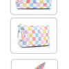 Large-Capacity Striped Cosmetic Bag with Contrasting Design