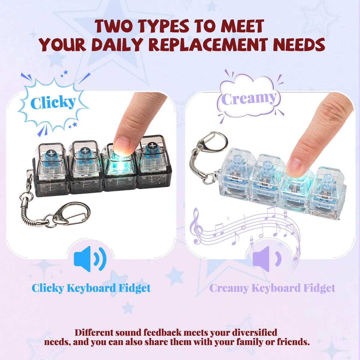 LED Light-Up Keyboard Keychain Fidget Toy