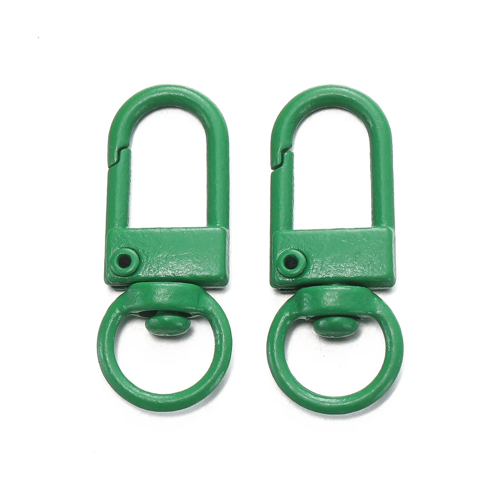 A pair of green alloy lobster clasp hooks for DIY jewelry making