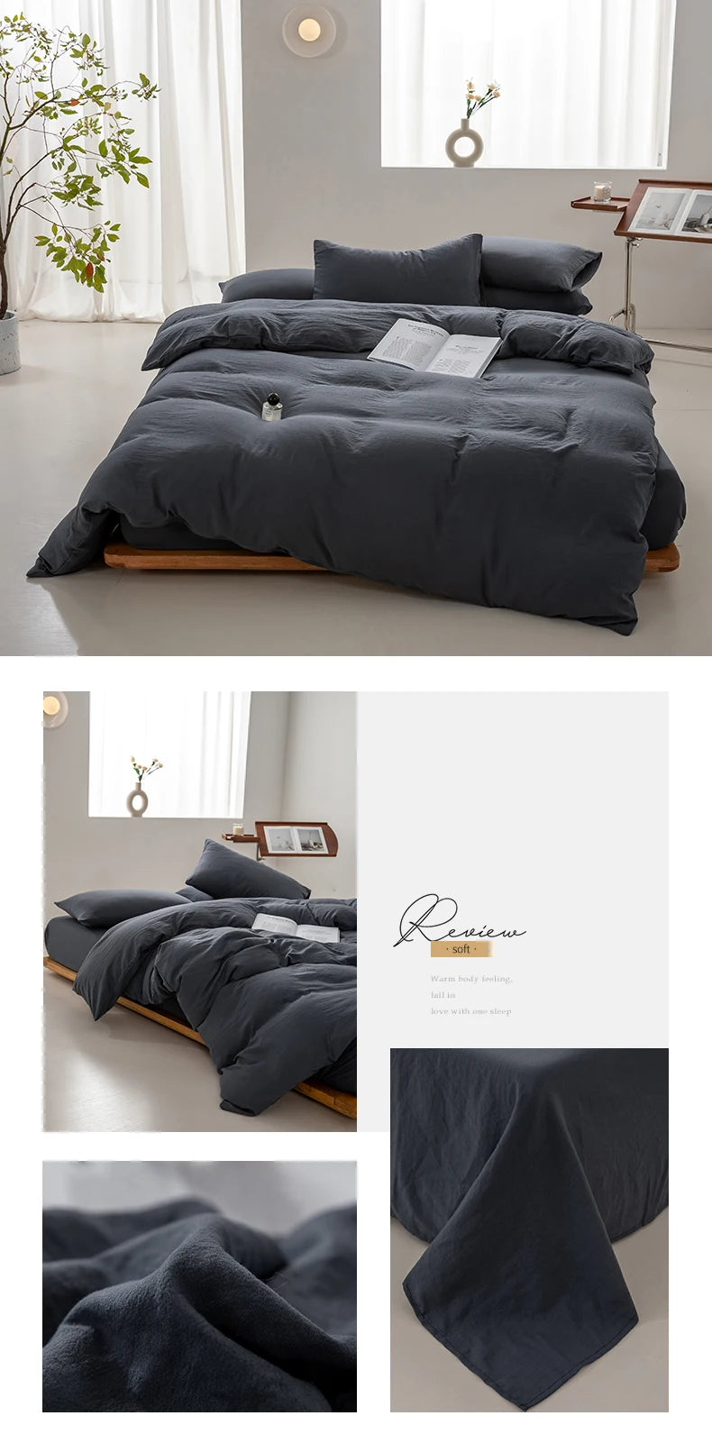 Washed Cotton Duvet Cover – Minimalist Solid Color Bedding