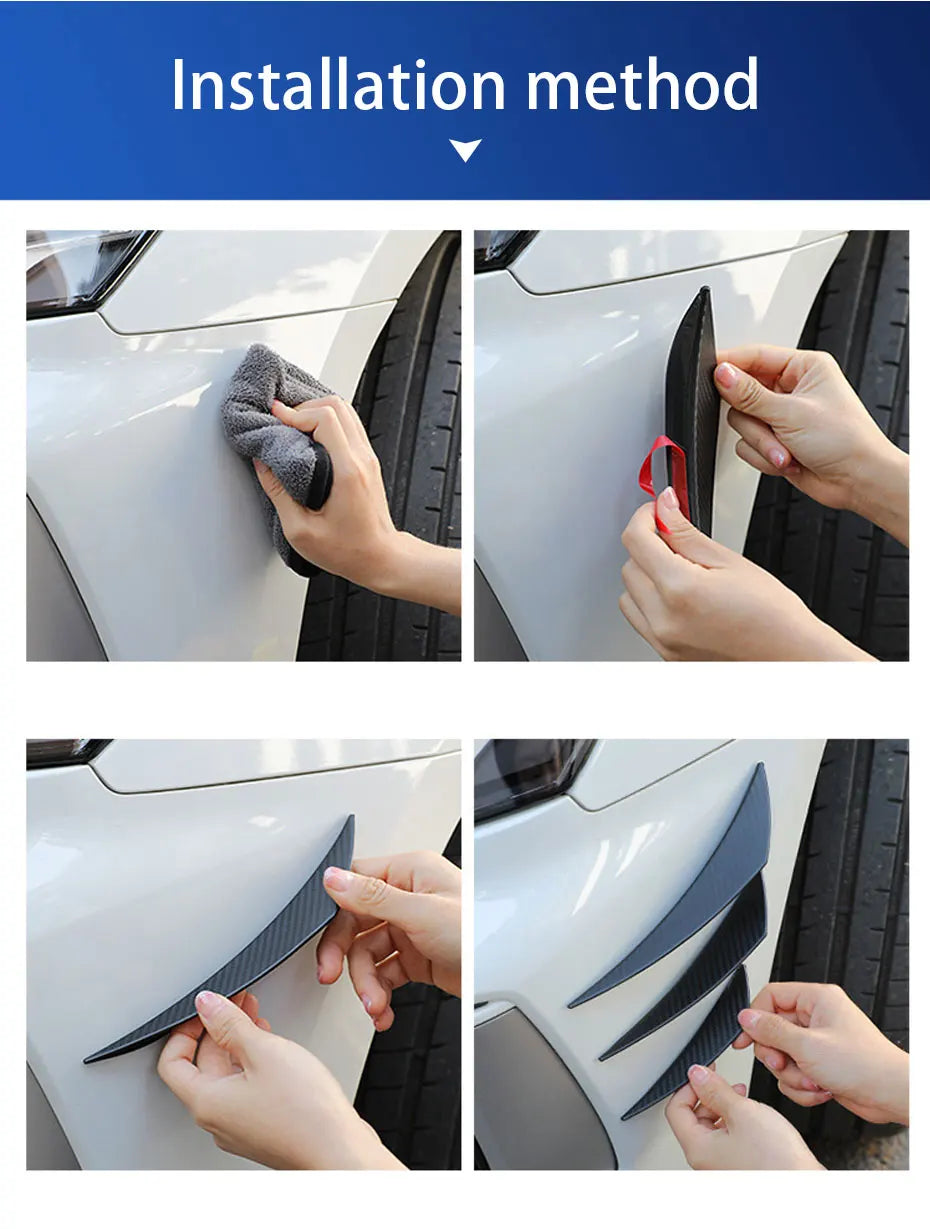Universal Front Bumper Splitter Kit - 6-Piece Car Styling Fins