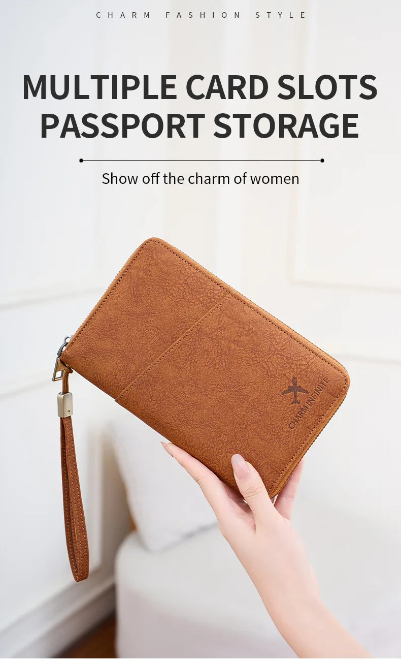 RFID Blocking Travel Passport Holder and Document Organizer