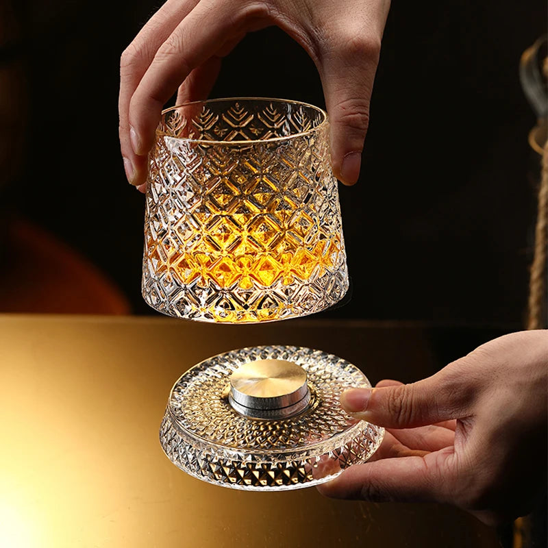 Rotating Crystal Whiskey Glass