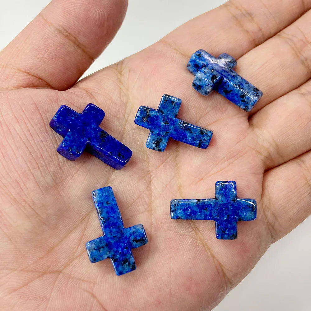 Natural Stone Cross Pendant Charm for Jewelry Making