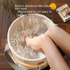 A person is soaking their feet in a portable aluminum film insulation layer foot soak tub.