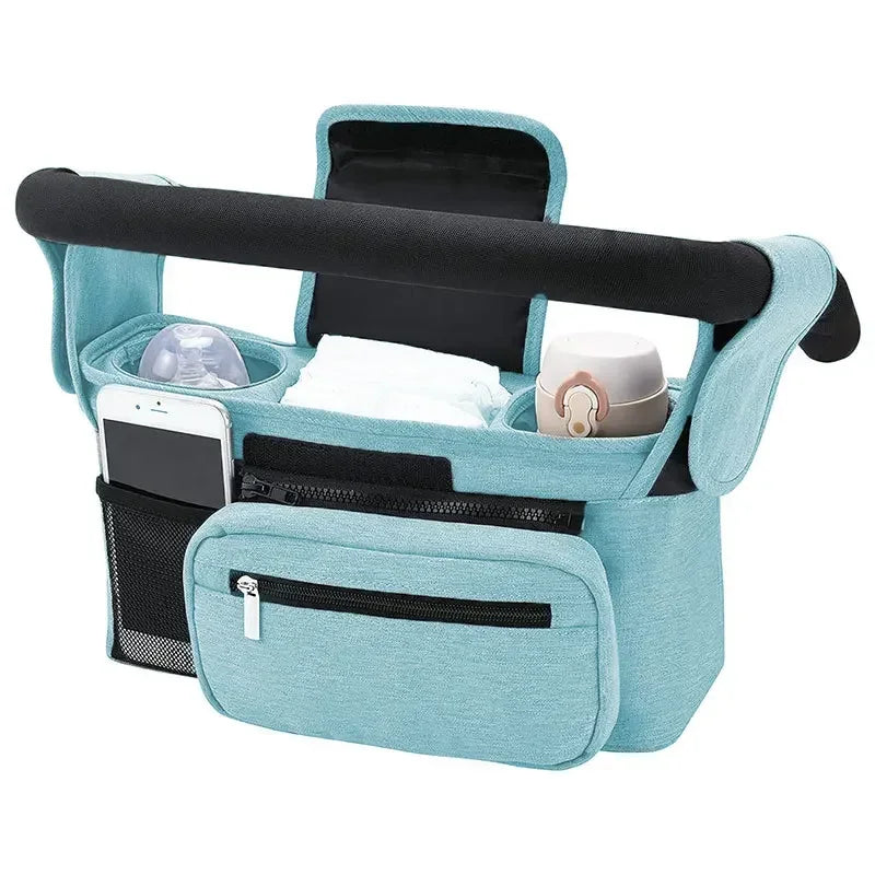 Universal Stroller Organizer with Insulated Cup Holders and Detachable Phone Bag