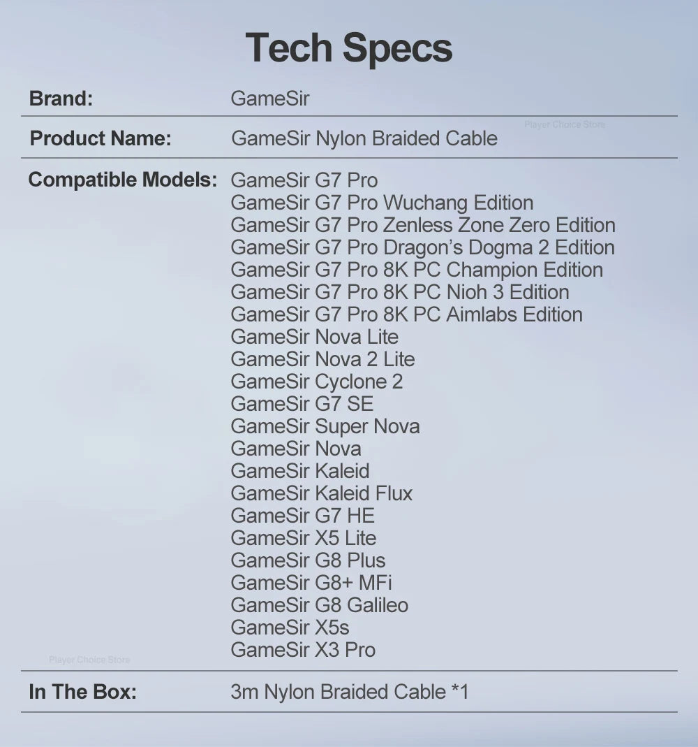 GameSir 3m Nylon Braided USB-C Cable for Controllers