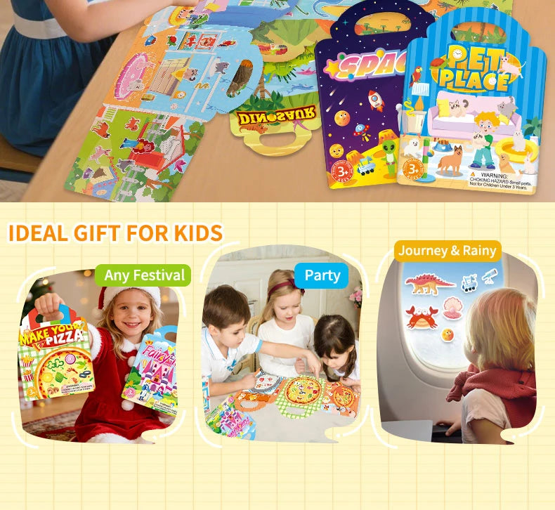 Reusable jelly sticker books featuring animal and ocean themes for kids