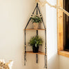 Triangle Wood Floating Wall Shelf with Macrame Rope