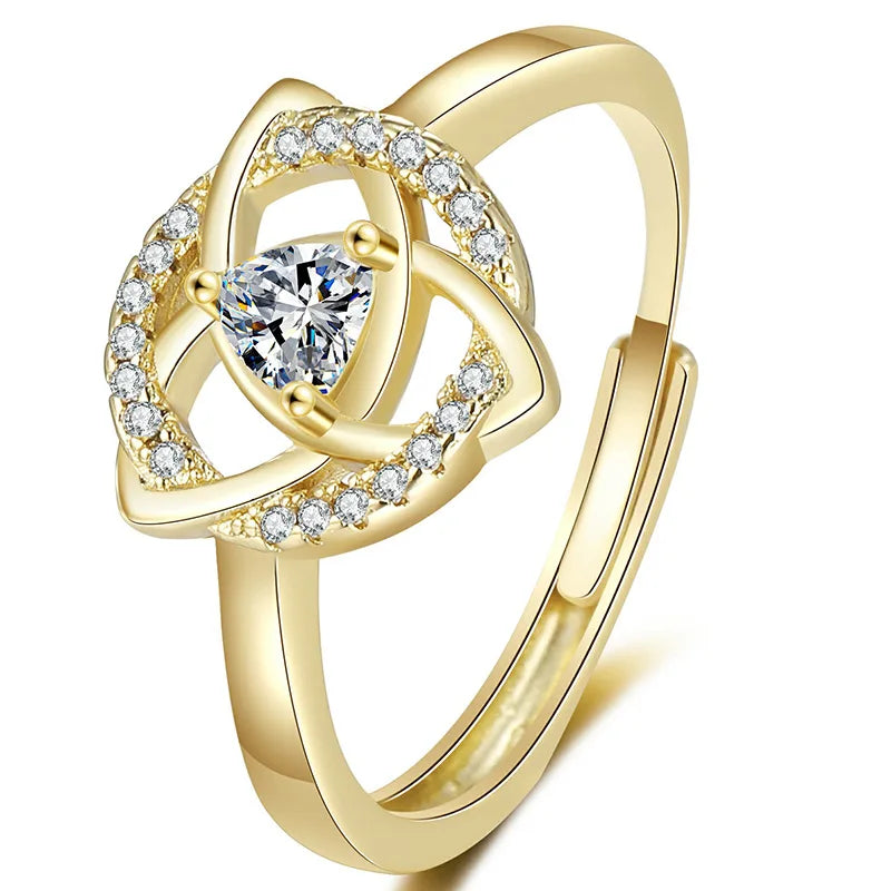 Triquetra Trinity Knot Ring with Cubic Zirconia