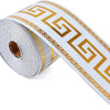 Roll of self-adhesive PVC foam wallpaper border trim in white and gold Greek key pattern