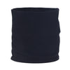 A dark navy blue neck warmer or scarf, likely made of a cozy cotton blend fabric.