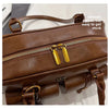 Women's Retro PU Leather Shoulder Bag with Multiple Pockets & Detachable Charm