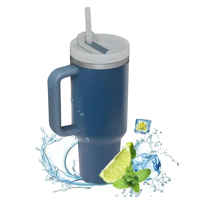 40oz Insulated Tumbler with Handle and Straw