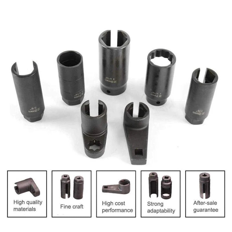 7-Piece Oxygen Sensor Socket Set with 1/2" & 3/8" Drive Options