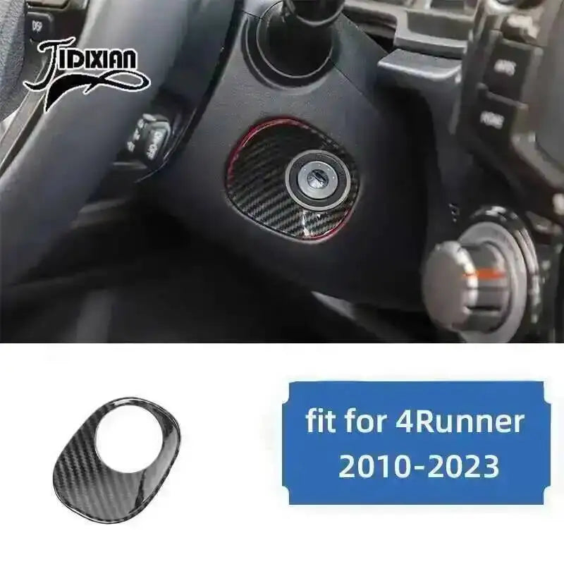 Close-up of a carbon fiber trim kit component for a Toyota 4Runner interior.