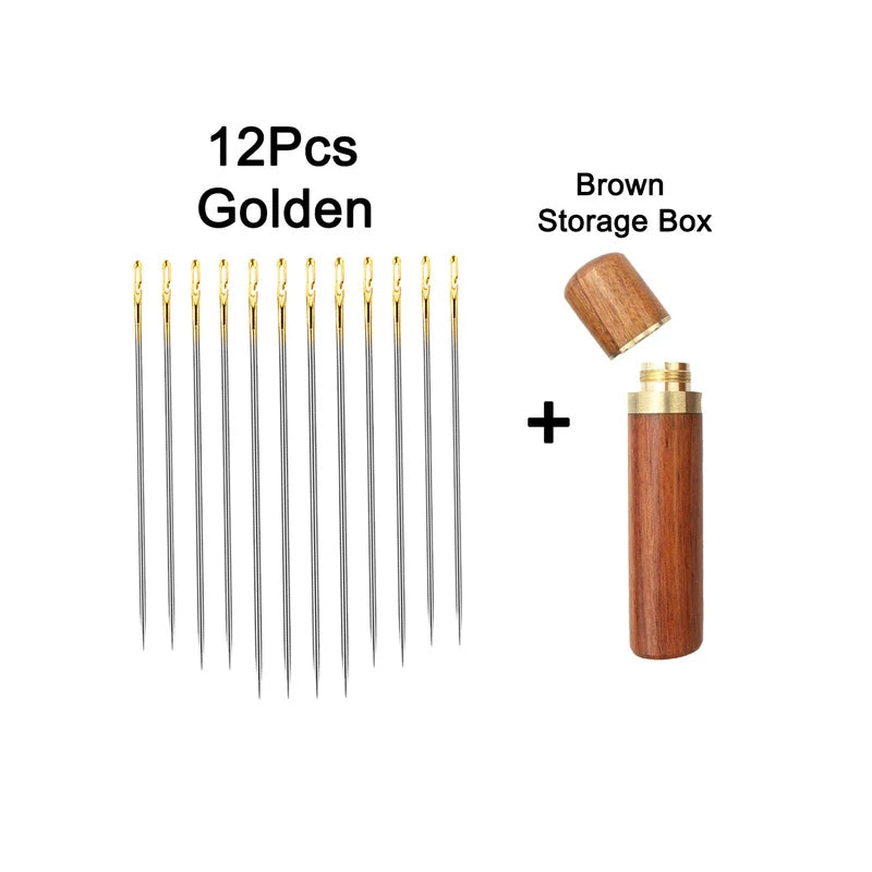 Self-Threading Sewing Needles Set, 12 Pack for Easy Hand Stitching