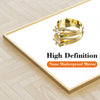 A close-up of a gold ring with diamond accents displayed on a white background labeled High Definition Nano Shatterproof Mirr
