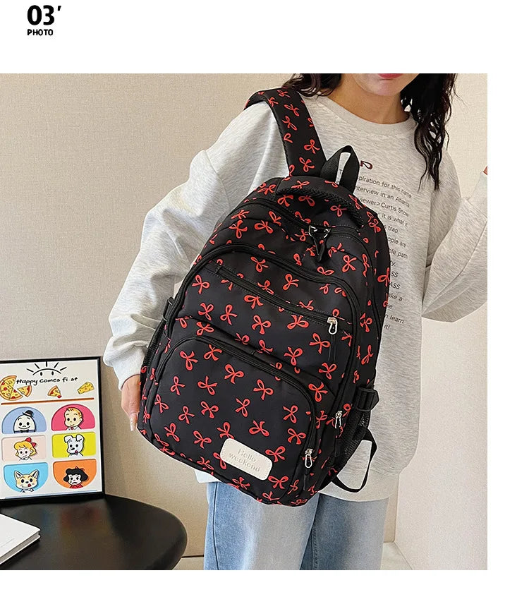 Korean Fashion Bow Print Backpack