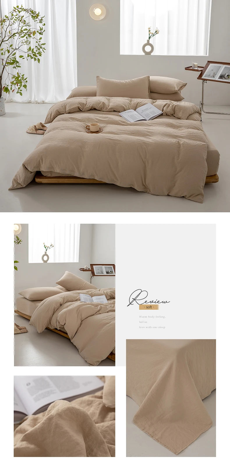 Washed Cotton Duvet Cover – Minimalist Solid Color Bedding