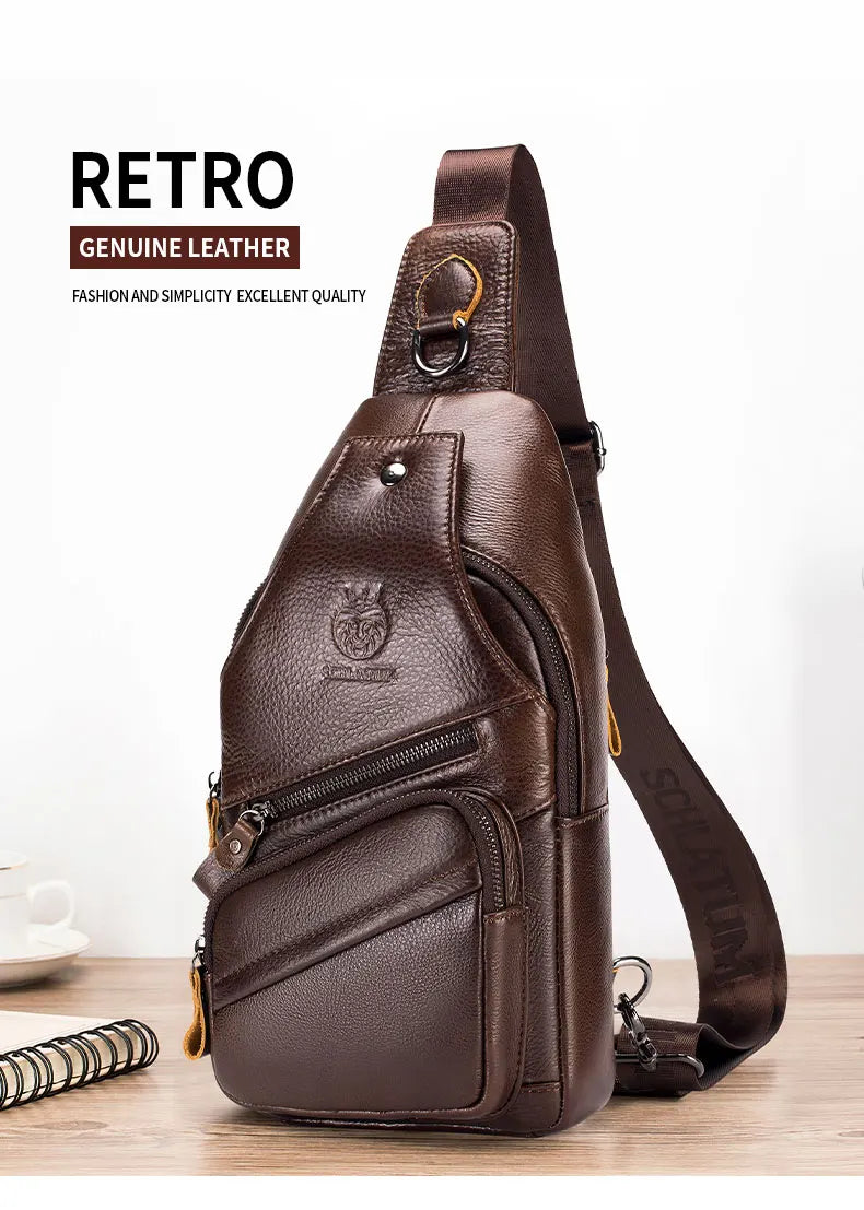 Vintage Genuine Leather Crossbody Bag for Men