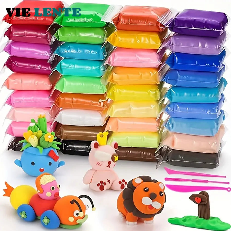 36-Color Air-Dry Modeling Clay Set with Carving Tools