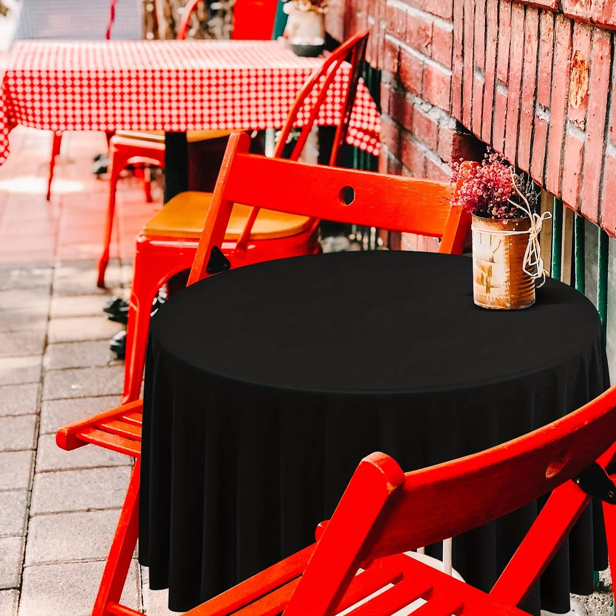 Round Solid Color Polyester Tablecloth for Weddings, Parties & Dining