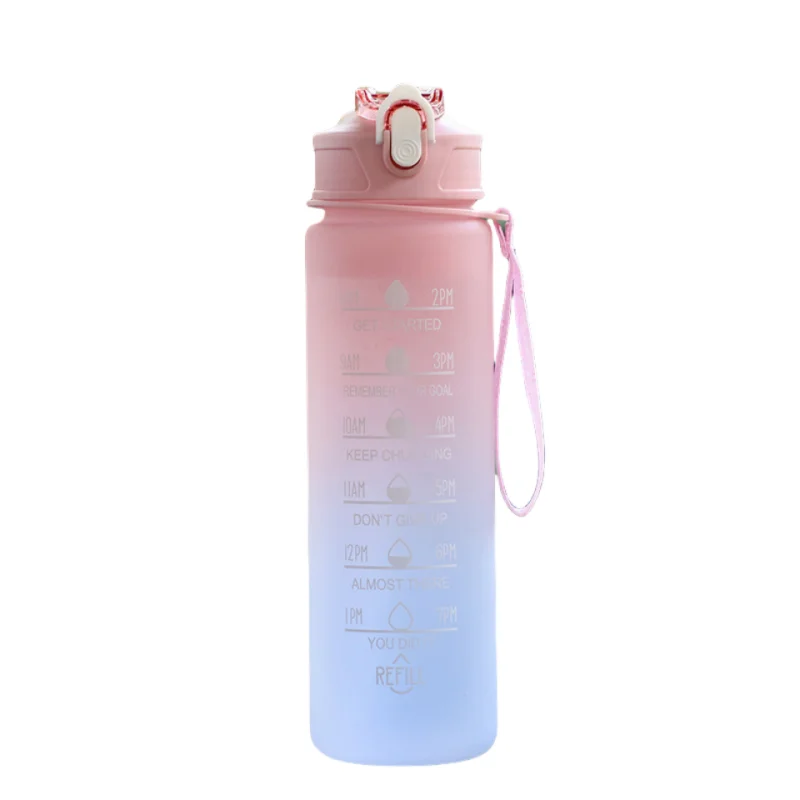 Motivational Time-Marker Water Bottle with Straw