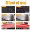 Before and after images showing the effect of a car scratch repair paste on a car's finish.