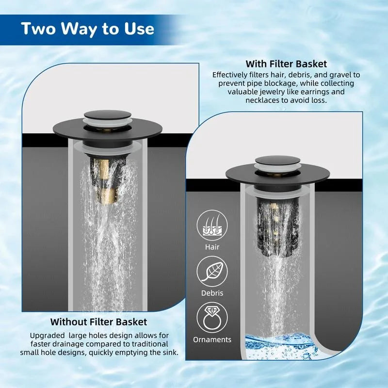 Universal Stainless Steel Sink Drain Filter with Spring-Loaded Stopper