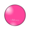 A round, glossy magenta glass photo cabochon for jewelry making.