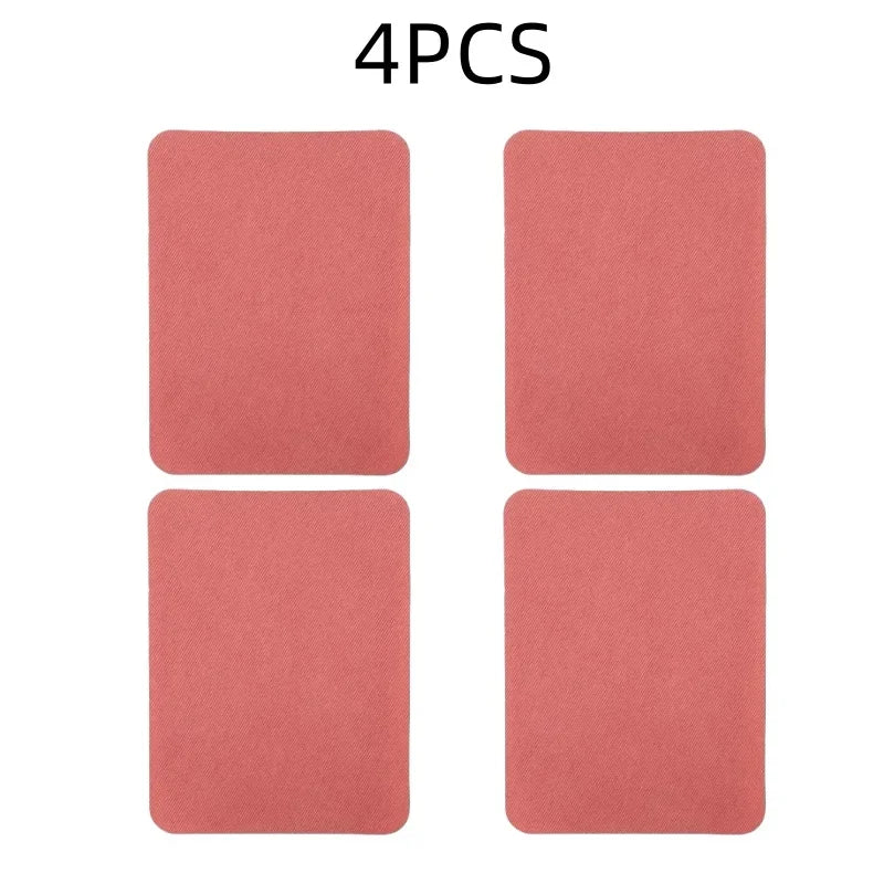 Four pink iron-on fabric patches for clothing repair and DIY decor